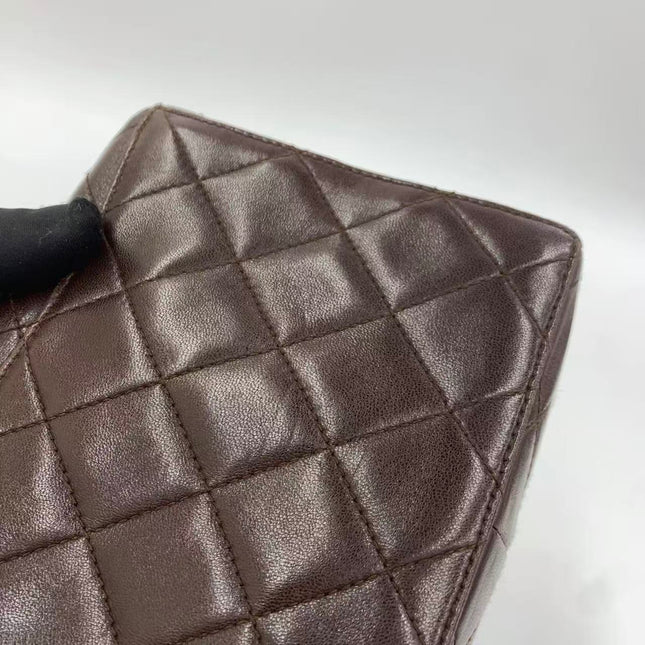 Chanel Vintage Mini Flap Crossbody Bag Brown Lambskin Leather, 1991-1994