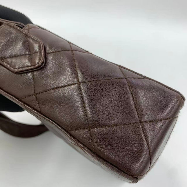 Chanel Vintage Mini Flap Crossbody Bag Brown Lambskin Leather, 1991-1994