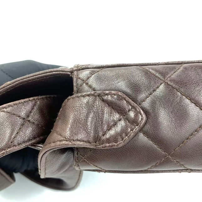 Chanel Vintage Mini Flap Crossbody Bag Brown Lambskin Leather, 1991-1994