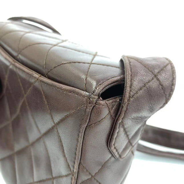 Chanel Vintage Mini Flap Crossbody Bag Brown Lambskin Leather, 1991-1994