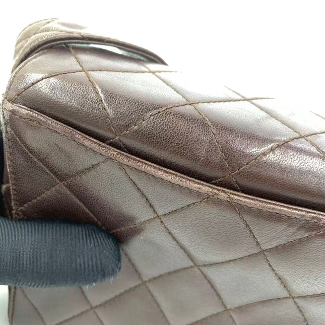 Chanel Vintage Mini Flap Crossbody Bag Brown Lambskin Leather, 1991-1994