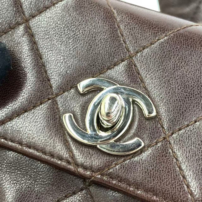 Chanel Vintage Mini Flap Crossbody Bag Brown Lambskin Leather, 1991-1994