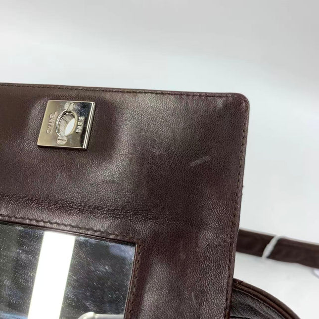 Chanel Vintage Mini Flap Crossbody Bag Brown Lambskin Leather, 1991-1994