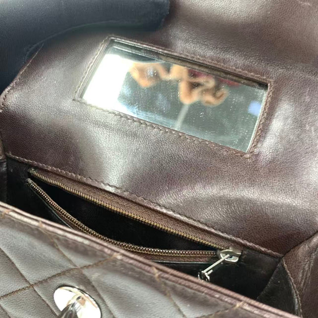 Chanel Vintage Mini Flap Crossbody Bag Brown Lambskin Leather, 1991-1994