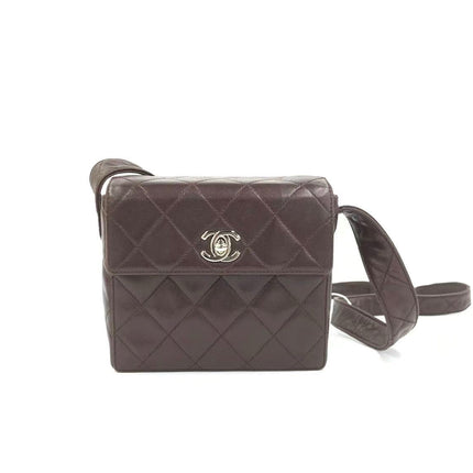 Chanel Vintage Mini Flap Crossbody Bag Brown Lambskin Leather, 1991-1994-Luxbags