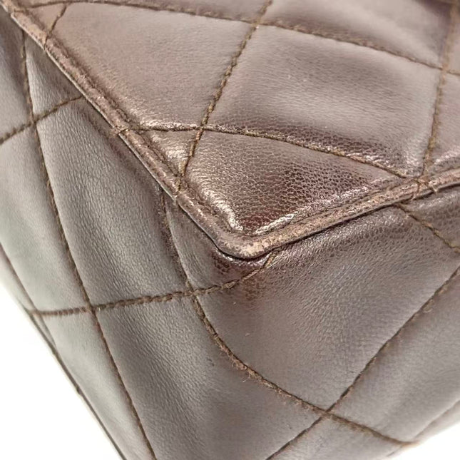 Chanel Vintage Mini Flap Crossbody Bag Brown Lambskin Leather, 1991-1994