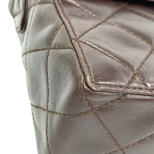 Chanel Vintage Mini Flap Crossbody Bag Brown Lambskin Leather, 1991-1994