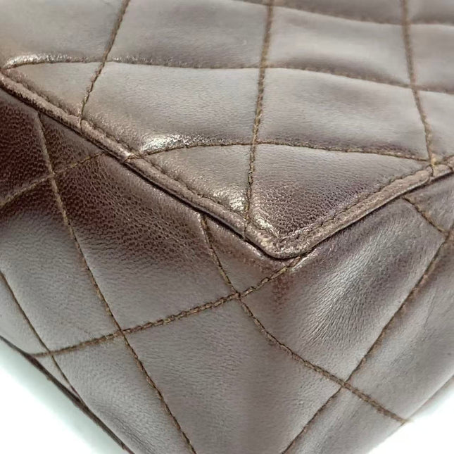 Chanel Vintage Mini Flap Crossbody Bag Brown Lambskin Leather, 1991-1994