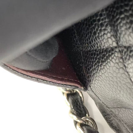Chanel Classic Flap Jumbo 2011 Black Caviar Leather Double Flap Silver Hardware