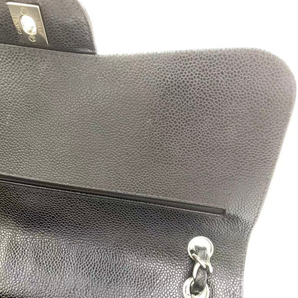 Chanel Classic Flap Jumbo 2011 Black Caviar Leather Double Flap Silver Hardware