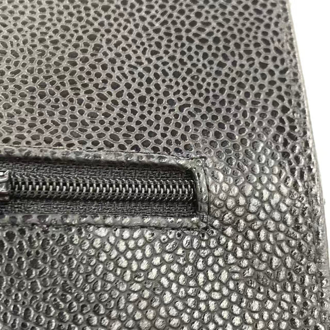 Chanel Classic Flap Jumbo 2011 Black Caviar Leather Double Flap Silver Hardware