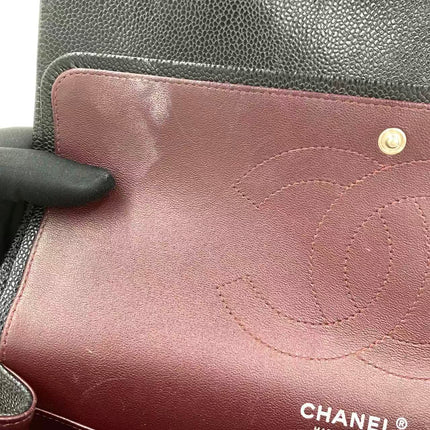 Chanel Classic Flap Jumbo 2011 Black Caviar Leather Double Flap Silver Hardware