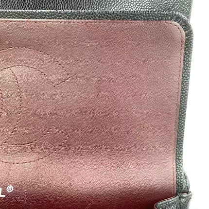 Chanel Classic Flap Jumbo 2011 Black Caviar Leather Double Flap Silver Hardware