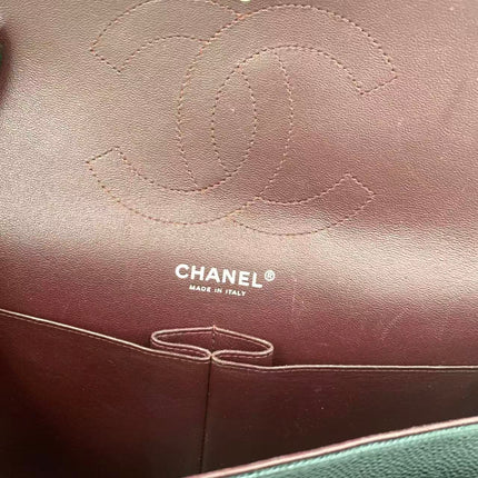 Chanel Classic Flap Jumbo 2011 Black Caviar Leather Double Flap Silver Hardware