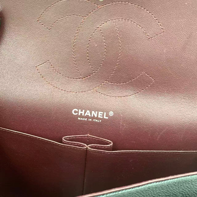 Chanel Classic Flap Jumbo 2011 Black Caviar Leather Double Flap Silver Hardware