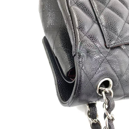Chanel Classic Flap Jumbo 2011 Black Caviar Leather Double Flap Silver Hardware