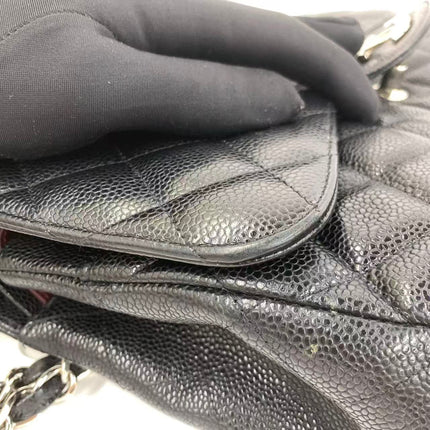 Chanel Classic Flap Jumbo 2011 Black Caviar Leather Double Flap Silver Hardware