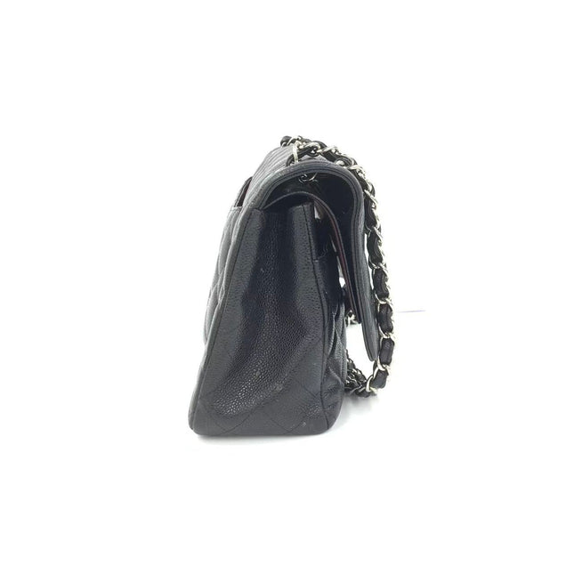 Chanel Classic Flap Jumbo 2011 Black Caviar Leather Double Flap Silver Hardware