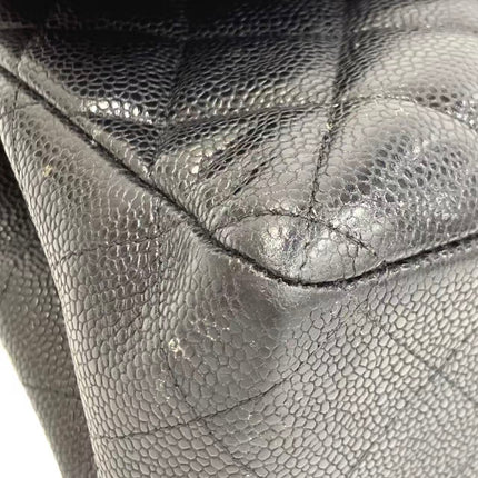 Chanel Classic Flap Jumbo 2011 Black Caviar Leather Double Flap Silver Hardware