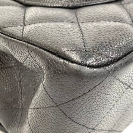 Chanel Classic Flap Jumbo 2011 Black Caviar Leather Double Flap Silver Hardware