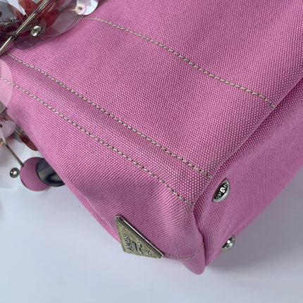 Prada Canape Small Pink Canvas with Sequins Top Handle Bag with Strap Rare