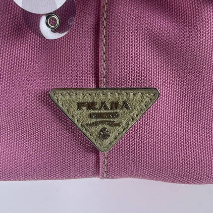 Prada Canape Small Pink Canvas with Sequins Top Handle Bag with Strap Rare