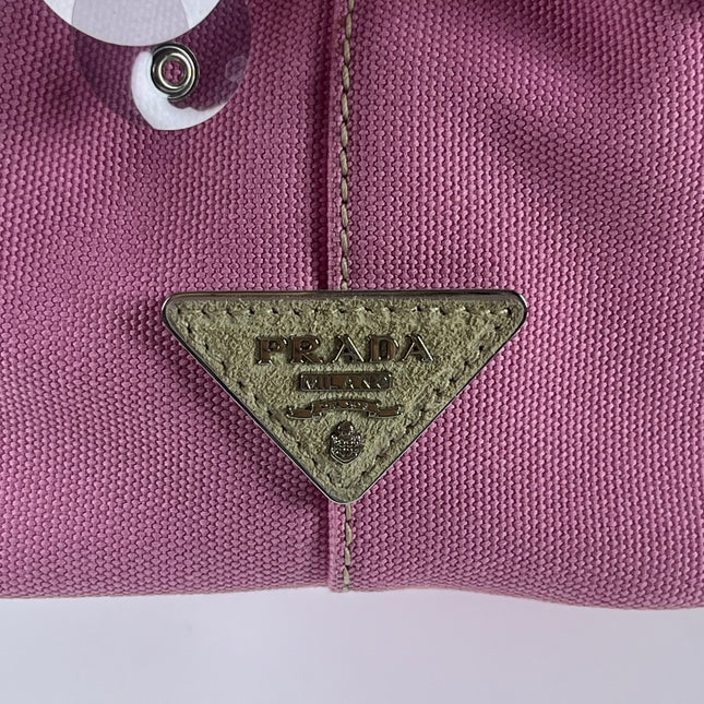 Prada Canape Small Pink Canvas with Sequins Top Handle Bag with Strap Rare