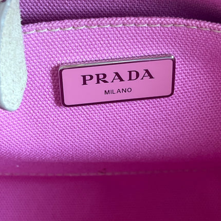Prada Canape Small Pink Canvas with Sequins Top Handle Bag with Strap Rare