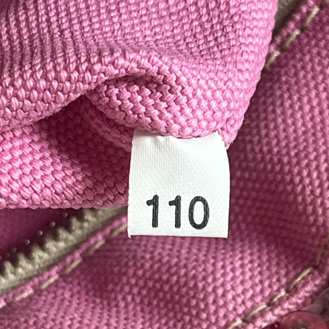 Prada Canape Small Pink Canvas with Sequins Top Handle Bag with Strap Rare