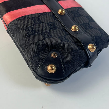 Sac bandoulière clouté en cuir de serpent noir et doré Gucci Horsebit 1955 Small
