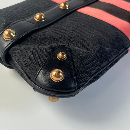 Sac bandoulière clouté en cuir de serpent noir et doré Gucci Horsebit 1955 Small