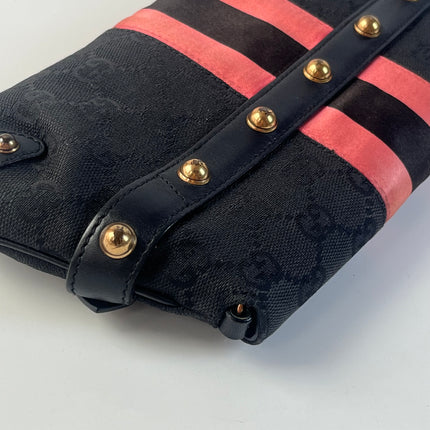 Sac bandoulière clouté en cuir de serpent noir et doré Gucci Horsebit 1955 Small