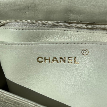 Chanel Mini Square Flap Bag Vintage White Lizard-skin Leather 24k Gold Plated Hardware, 2000-2002