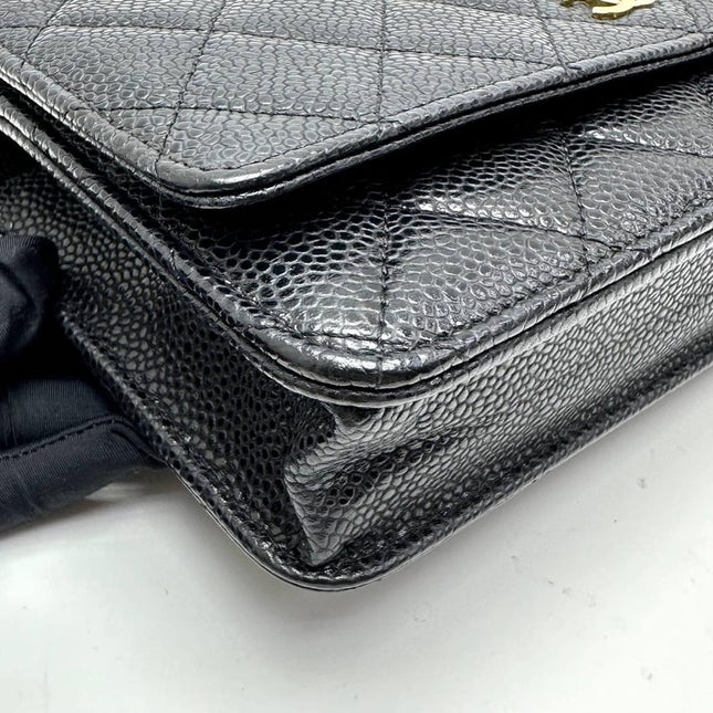 Chanel Wallet on Chain Classic Flap Black Caviar Leather Gold Hardware 2015