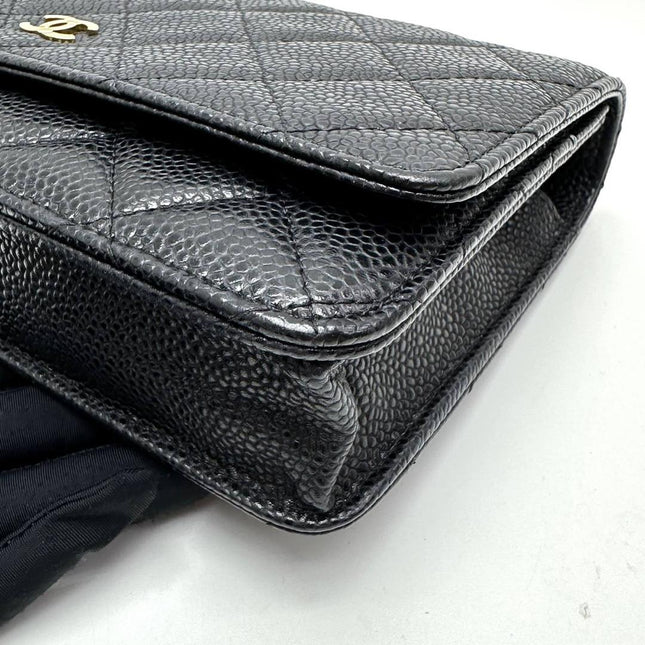 Chanel Wallet on Chain Classic Flap Black Caviar Leather Gold Hardware 2015
