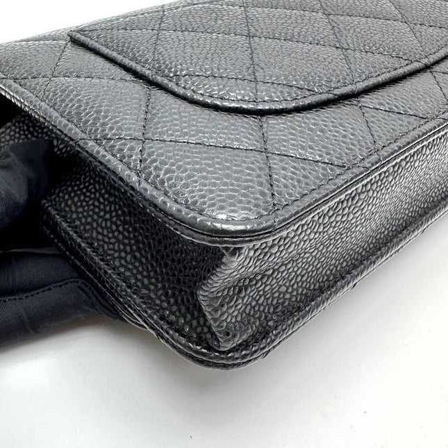 Chanel Wallet on Chain Classic Flap Black Caviar Leather Gold Hardware 2015