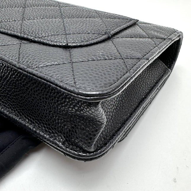 Chanel Wallet on Chain Classic Flap Black Caviar Leather Gold Hardware 2015
