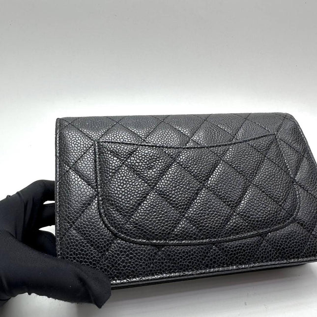 Chanel Wallet on Chain Classic Flap Black Caviar Leather Gold Hardware 2015