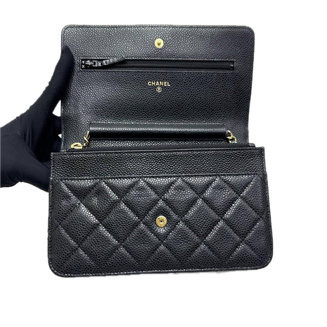 Chanel Wallet on Chain Classic Flap Black Caviar Leather Gold Hardware 2015