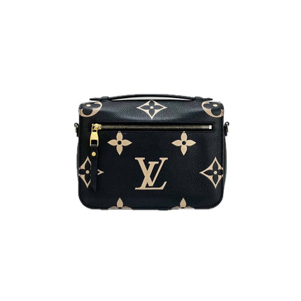 Louis Vuitton Pochette Métis Bi-color Giant Monogram Empreinte Leather Black Beige
