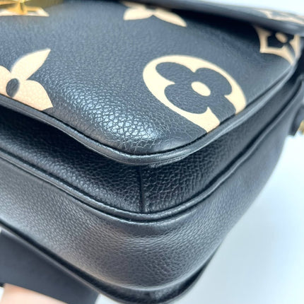 Louis Vuitton Pochette Métis Bi-color Giant Monogram Empreinte Leather Black Beige