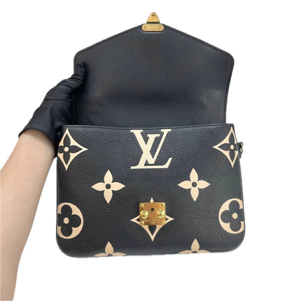Louis Vuitton Pochette Métis Bi-color Giant Monogram Empreinte Leather Black Beige