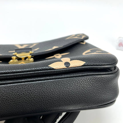 Louis Vuitton Pochette Métis Bi-color Giant Monogram Empreinte Leather Black Beige