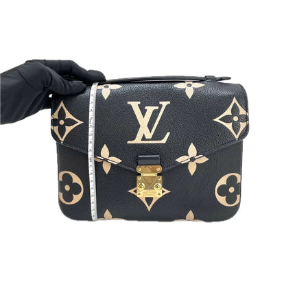 Louis Vuitton Pochette Métis Bi-color Giant Monogram Empreinte Leather Black Beige