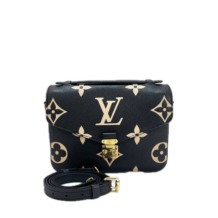 Louis Vuitton Pochette Métis Bi-color Giant Monogram Empreinte Leather Black Beige-Luxbags