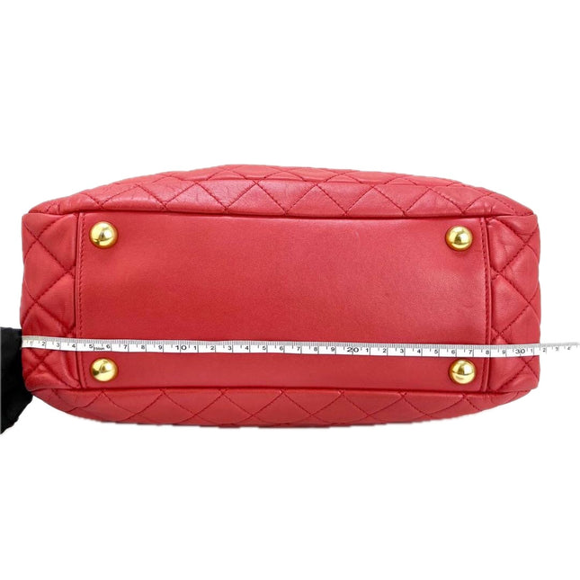 Chanel Shopping Tote Red Lambskin Leather Gold Hardware 2013-14