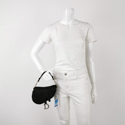 Dior Saddle Mini Silk Handbag Black with crystals