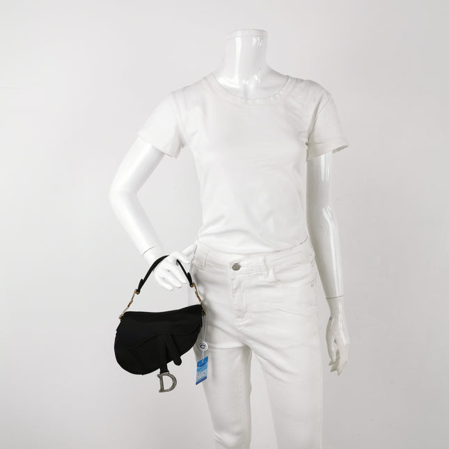 Dior Saddle Mini Silk Handbag Black with crystals