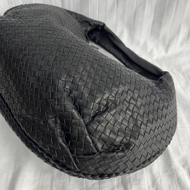 Bottega Veneta Belly Hobo Intrecciato Black Leather Maxi 50cm