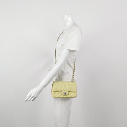Chanel Classic Flap Rectangular Mini Yellow Lambskin Leather Silver Hardware Microchip